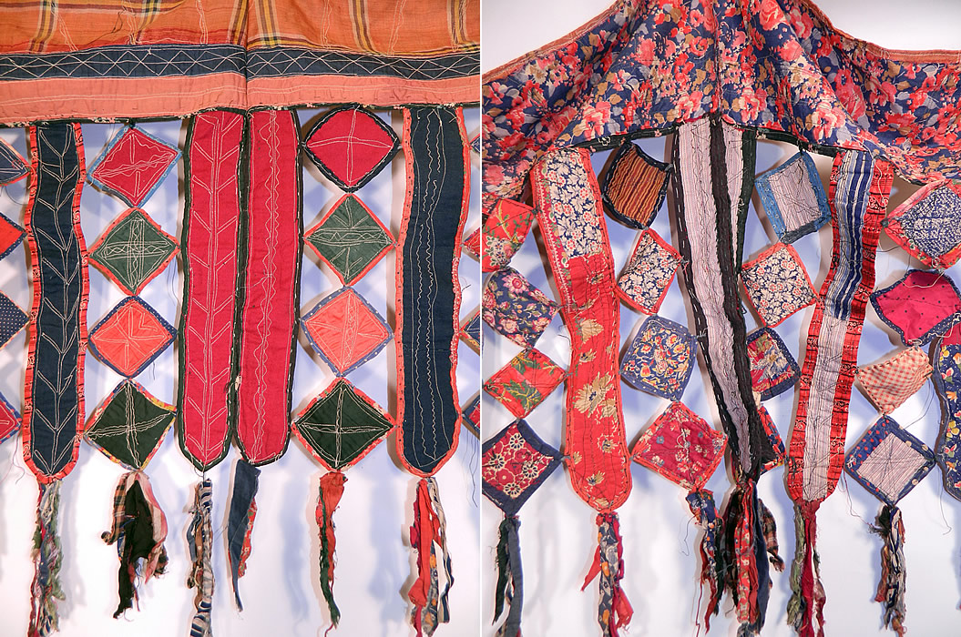 Antique Uzbekistan Tajik Ikat Patchwork Quilt Fabric Textile Door Curtain Wall Hanging
The textile is reversible and could have been used as a curtain or door wall hanging. It measures 100 inches long and is 31 inches wide. It is in good condition, with a worn desired look. This is truly a wonderful amazing piece of antique Uzbekistan Tajikistan textile art! 