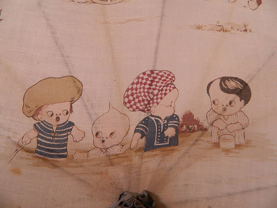 Vintage Chloe Preston Childrens Kewpie Illustration Print Linen Parasol
This is truly a wonderful piece of textile art! 