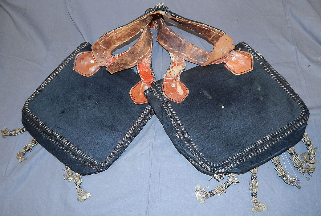 Moroccan Antique Gold Metallic Embroidered Double Saddle Messenger Bag
This beautiful bag would have been used over a saddle and could be carried over the shoulder. 