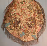 Antique 18th Century Textile Embroidered Patchwork Gold Bullion Round Tablecloth

