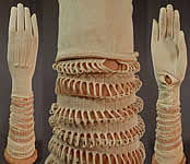 Vintage Art Deco Cream Silk Knit Cutwork Long Elbow Length Bridal Wedding Gloves

