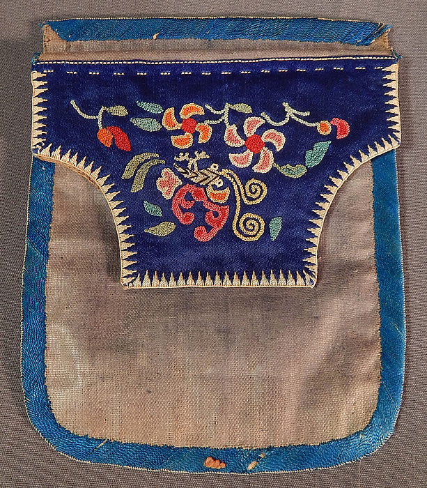 Antique Chinese Cinnabar Silk Forbidden Stitch Embroidery Pouch Purse Small Bag
The bag measures 5 1/2 by 4 1/2 inches. It is in good condition, with only some slight fade discoloration on the backing, lining. This is a wonderful one of a kind piece of antique Chinese textile art! 