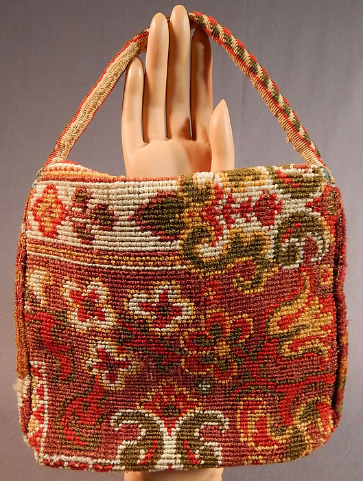Victorian Antique Civil War Era Wool Mohair Carpet Bag Sewing Notions Purse
The bag measures 9 by 8 inches. It is in good condition, with only some minor wear to fabric. This is truly a rare small size and an amazing piece of early American antique textile art!